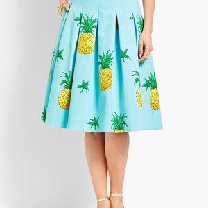 Talbots - Pineapple-print pleated full skirt